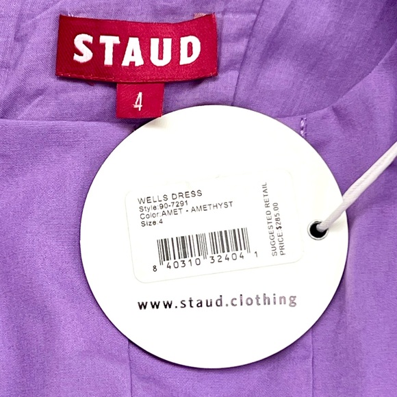 πΊπHPππΊ NWT Staud Wells Midi Dress Amethyst - Picture 16 of 16